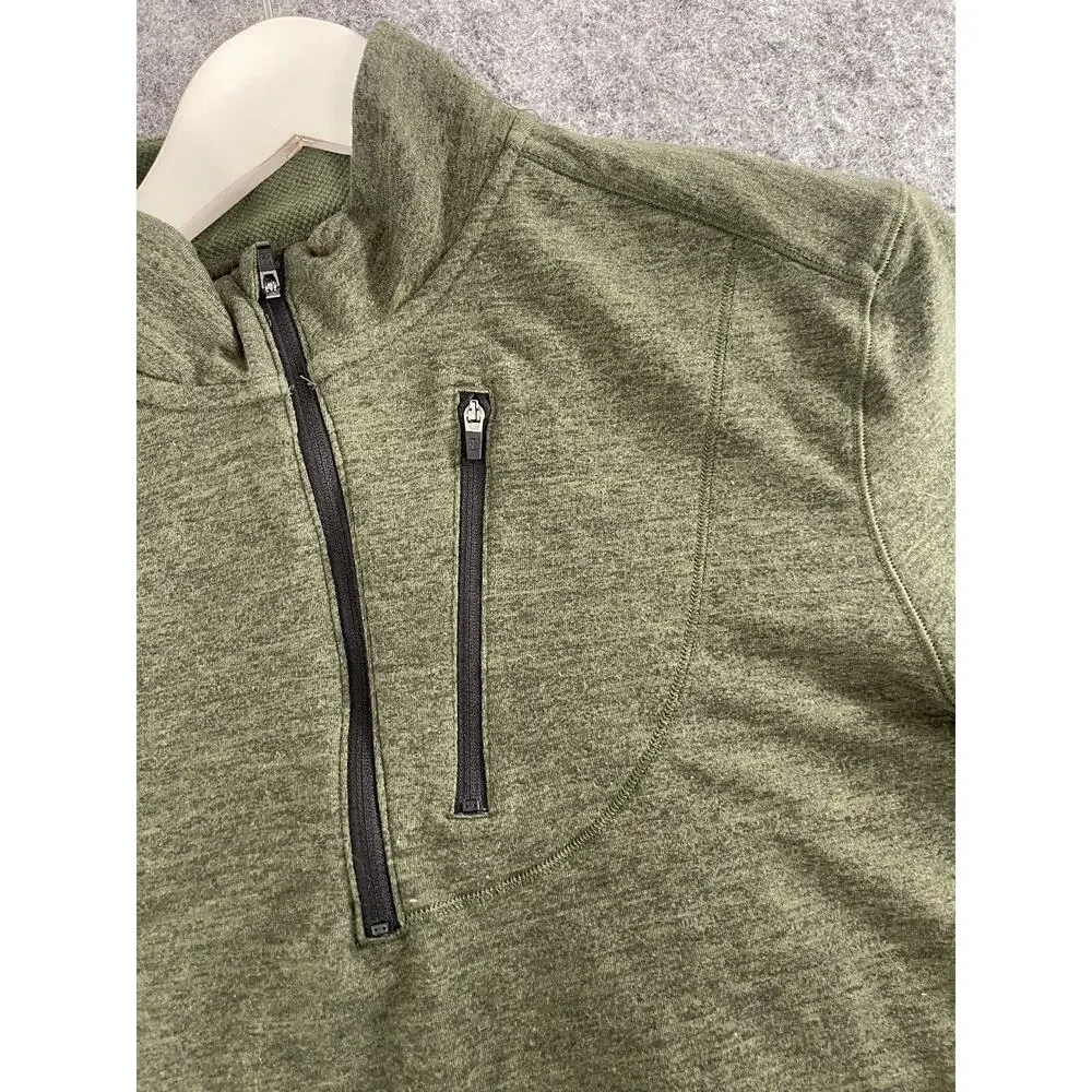 SwissTech Sweater Mens Medium Green Pullover Sweatshirt Quarter Zip N253